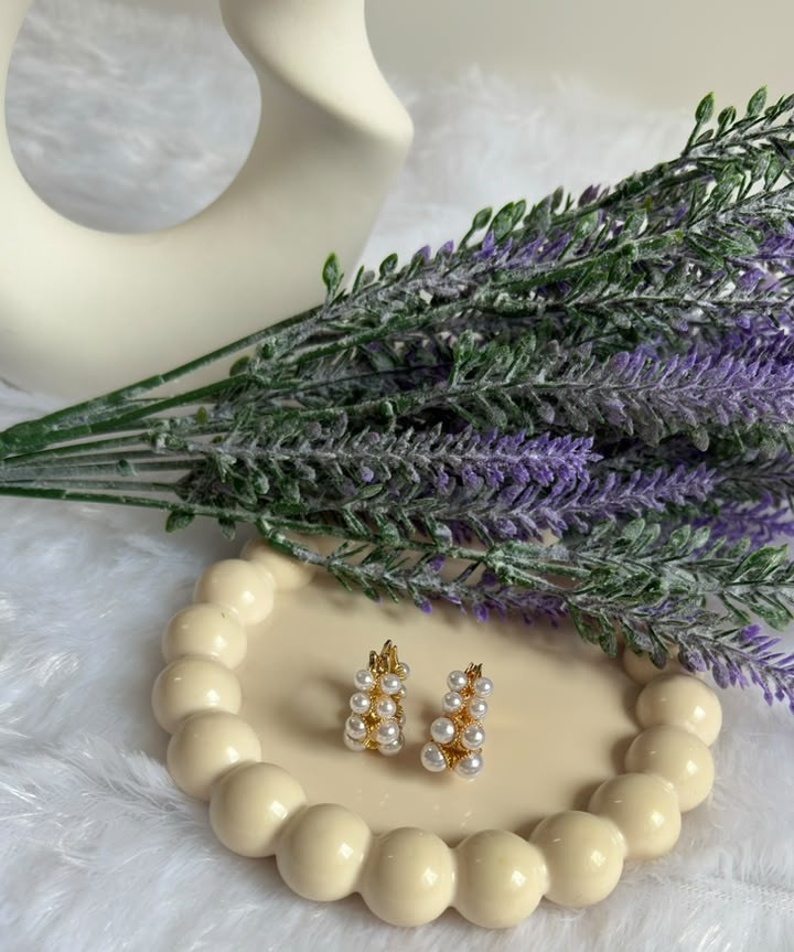 Pearl Cluster Huggie Hoops
