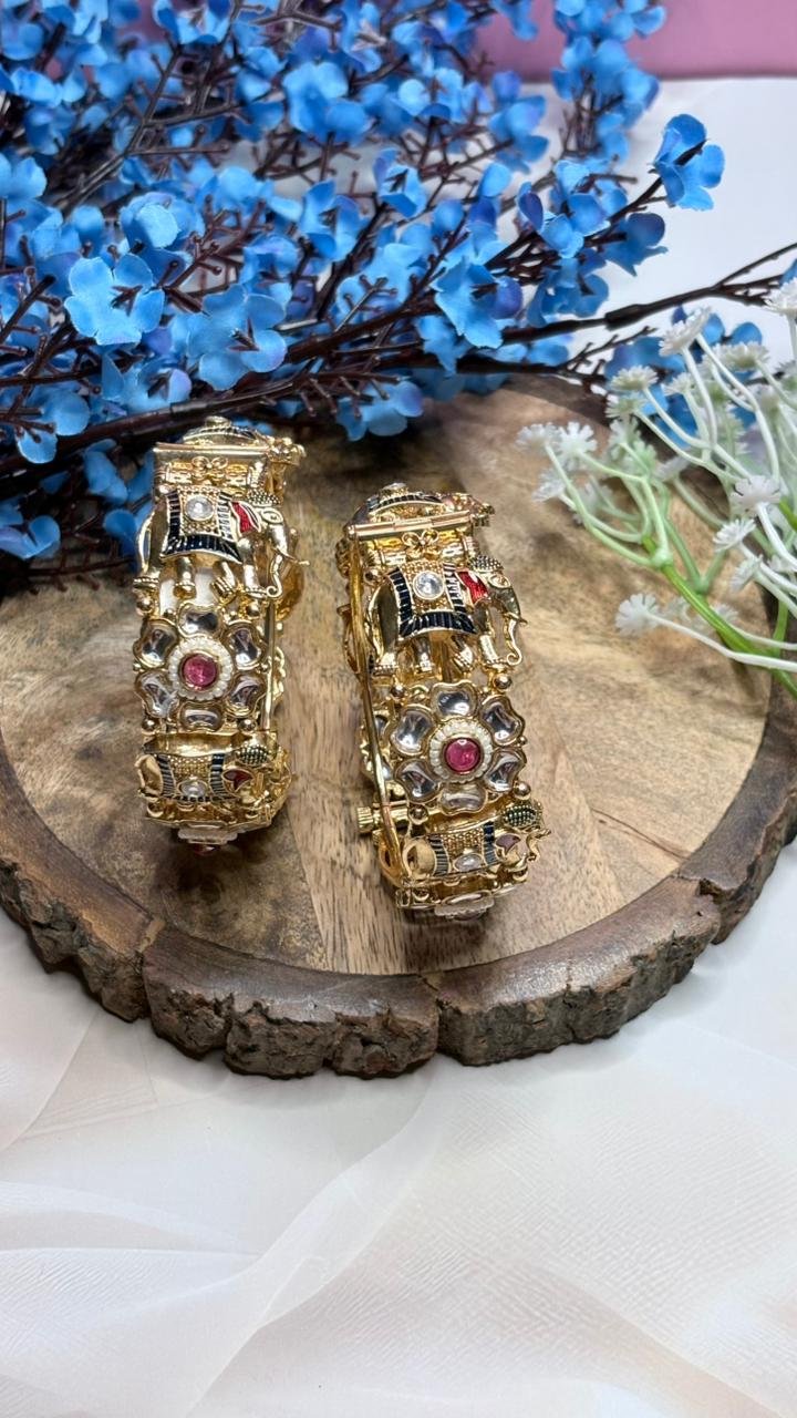 Elephant Kundan Kada Bangles