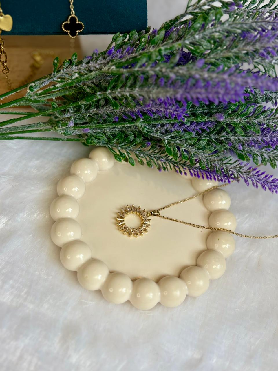 Baguette Sun Circle Pendant