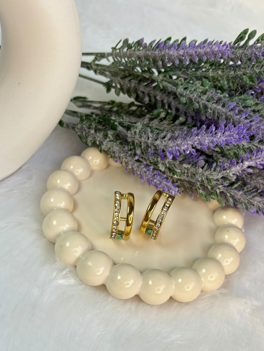 Double Bar Pavé Huggie Hoops