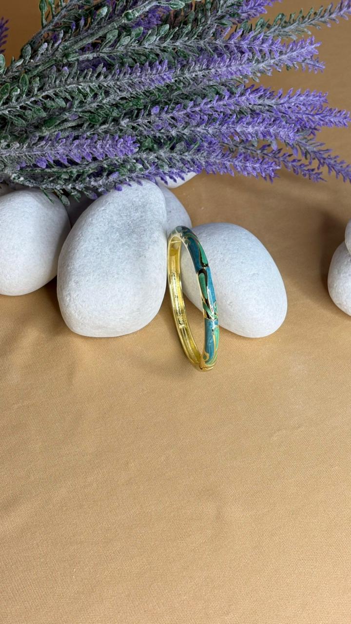 Teal Floral Enamel Kada