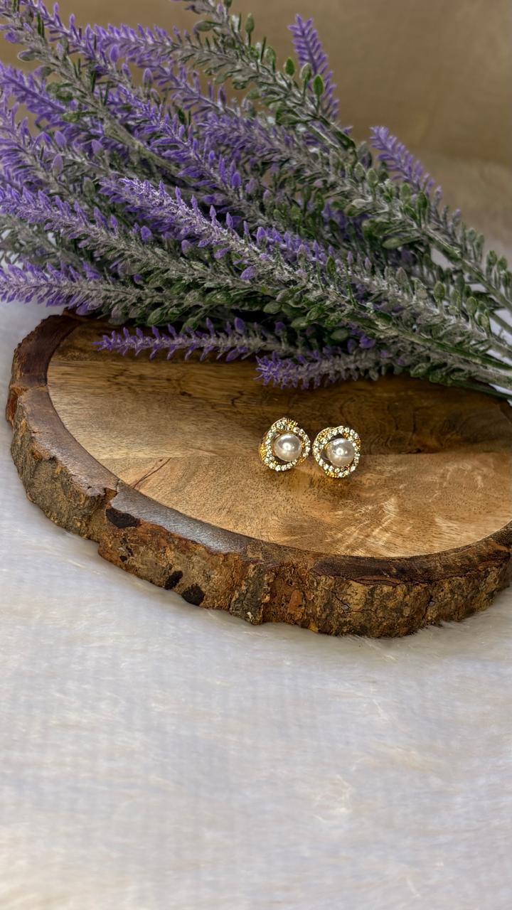Pearl Pavé Halo Studs