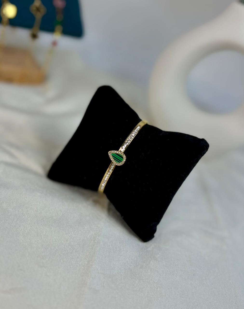 Malachite Pear Pavé Kada