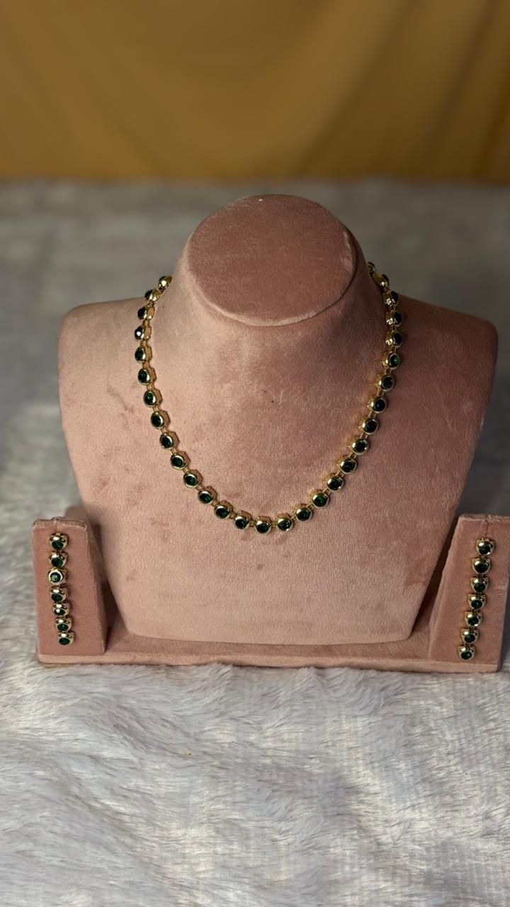 Emerald Tennis Necklace Set
