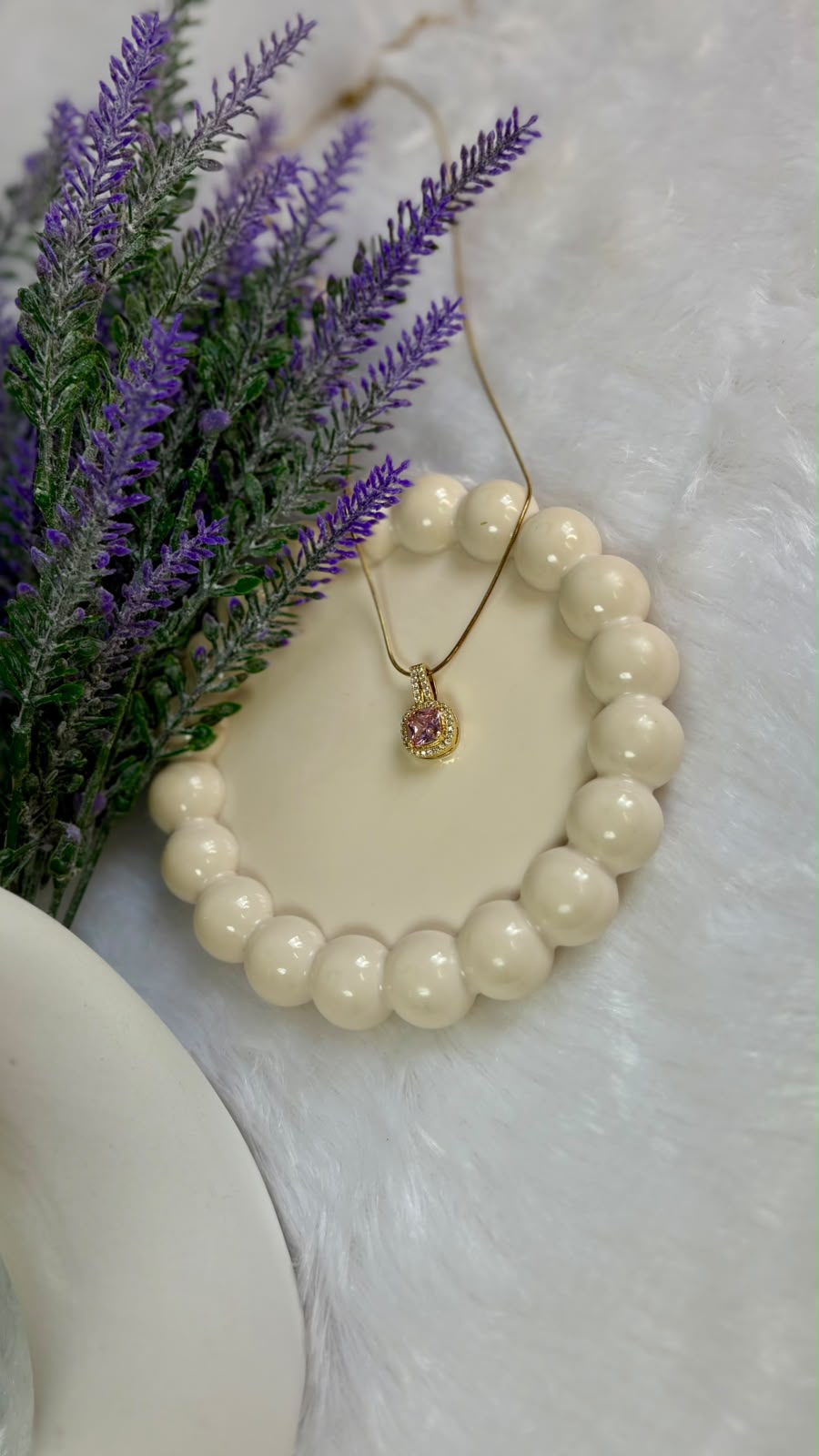 Pink Cushion Halo Pendant