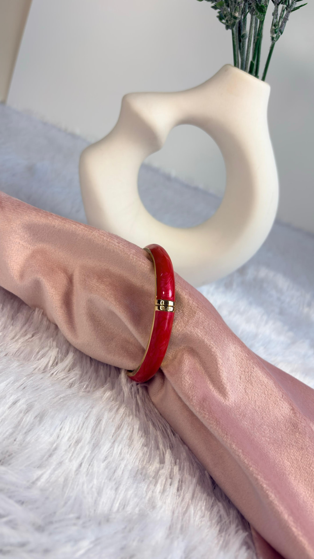 Ruby Red Enamel Kada