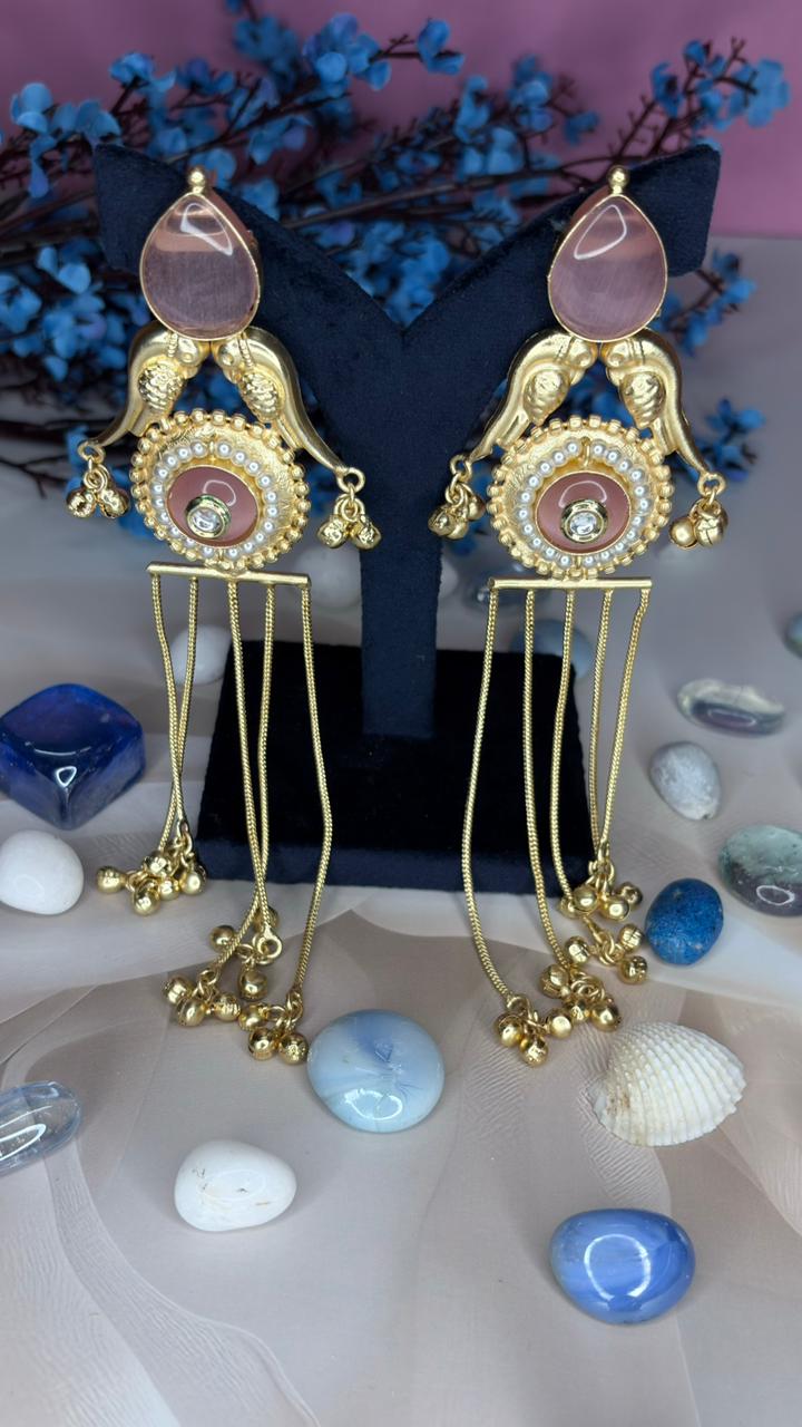 Pink Pearl Disc Kashmiri Jhumka