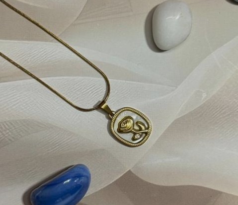 Gold Rose Cushion Pendant