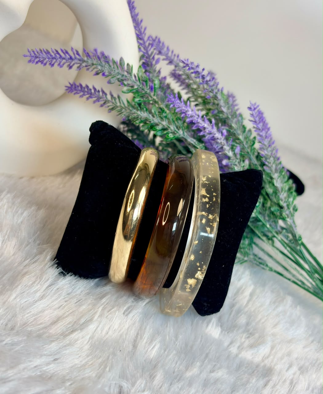 Gold Flake & Amber Stack Bangle