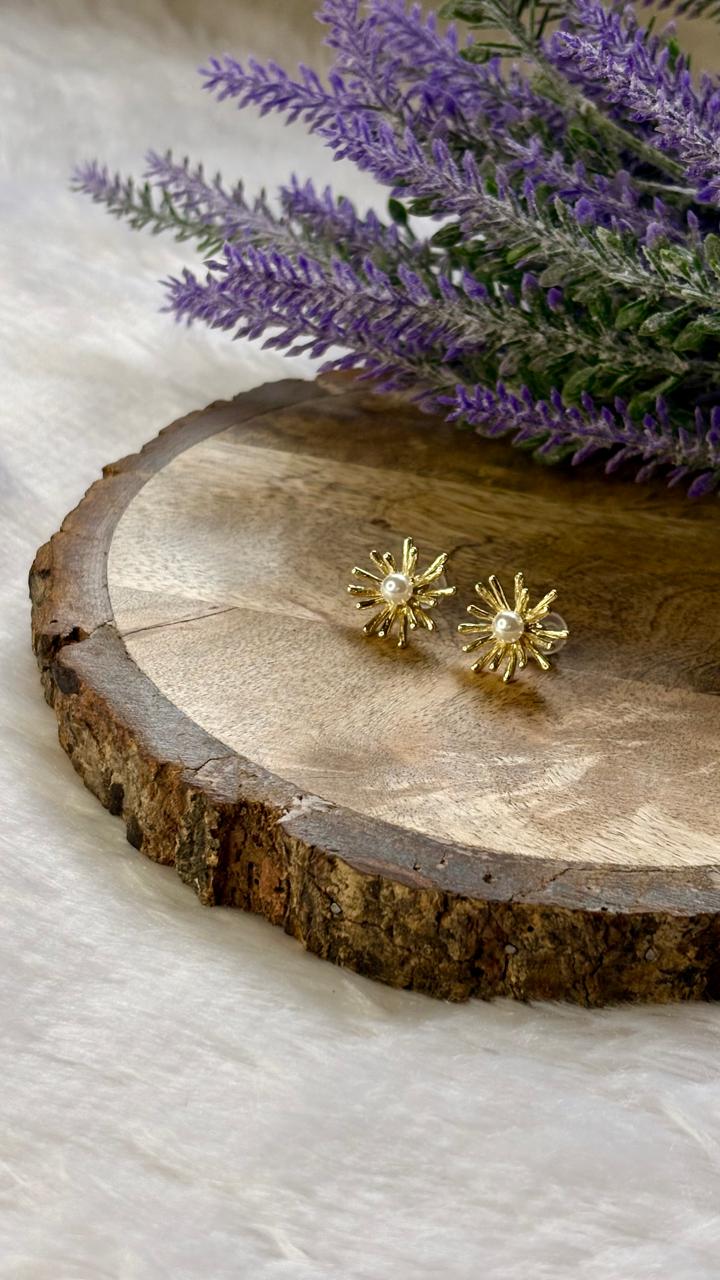 Gold Burst Pearl Studs