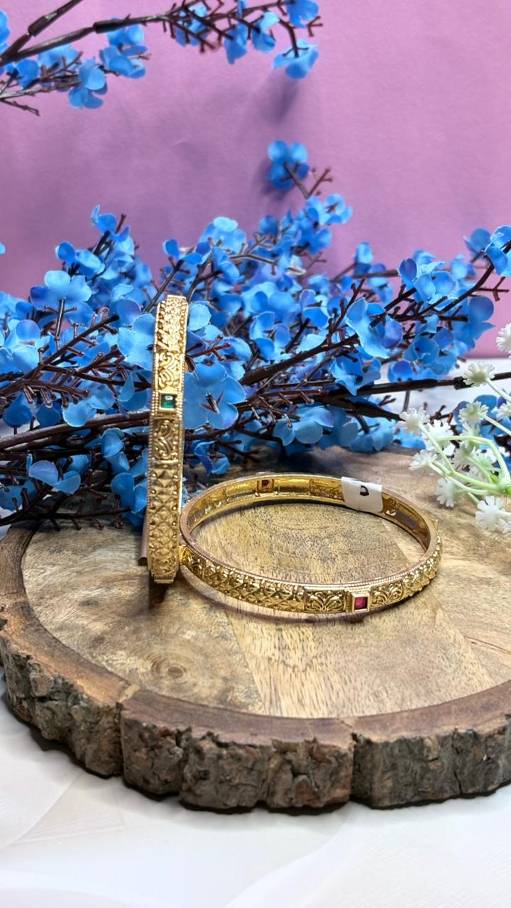 Carved Emerald & Ruby Bangles