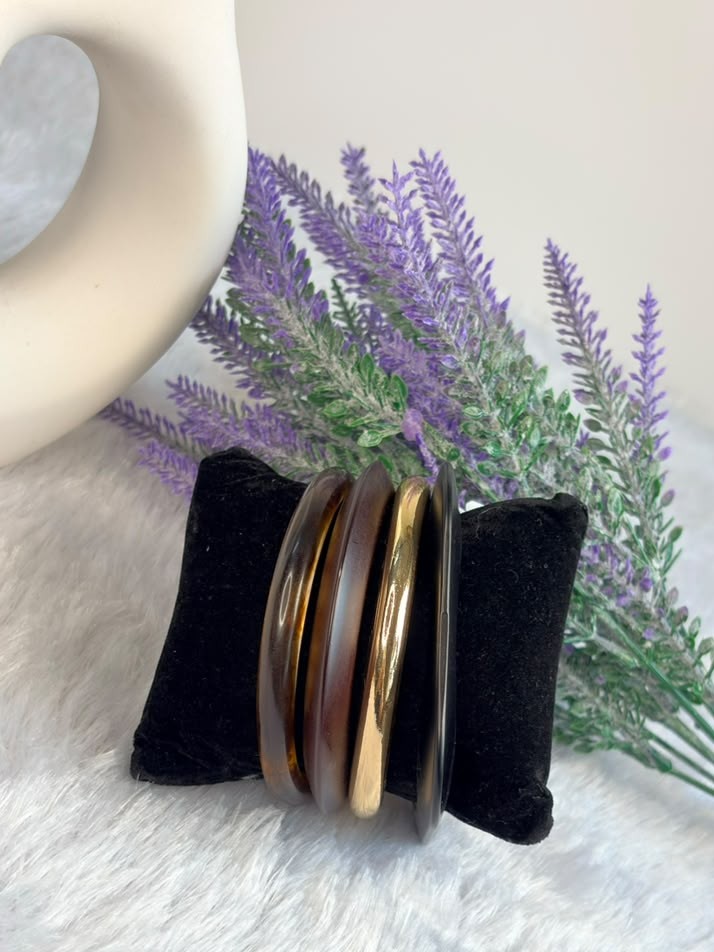 Tortoise Shell Gold Stack Bangle