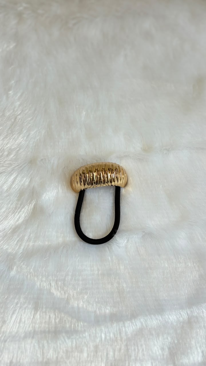 Ribbed Gold Dome Hair Tie