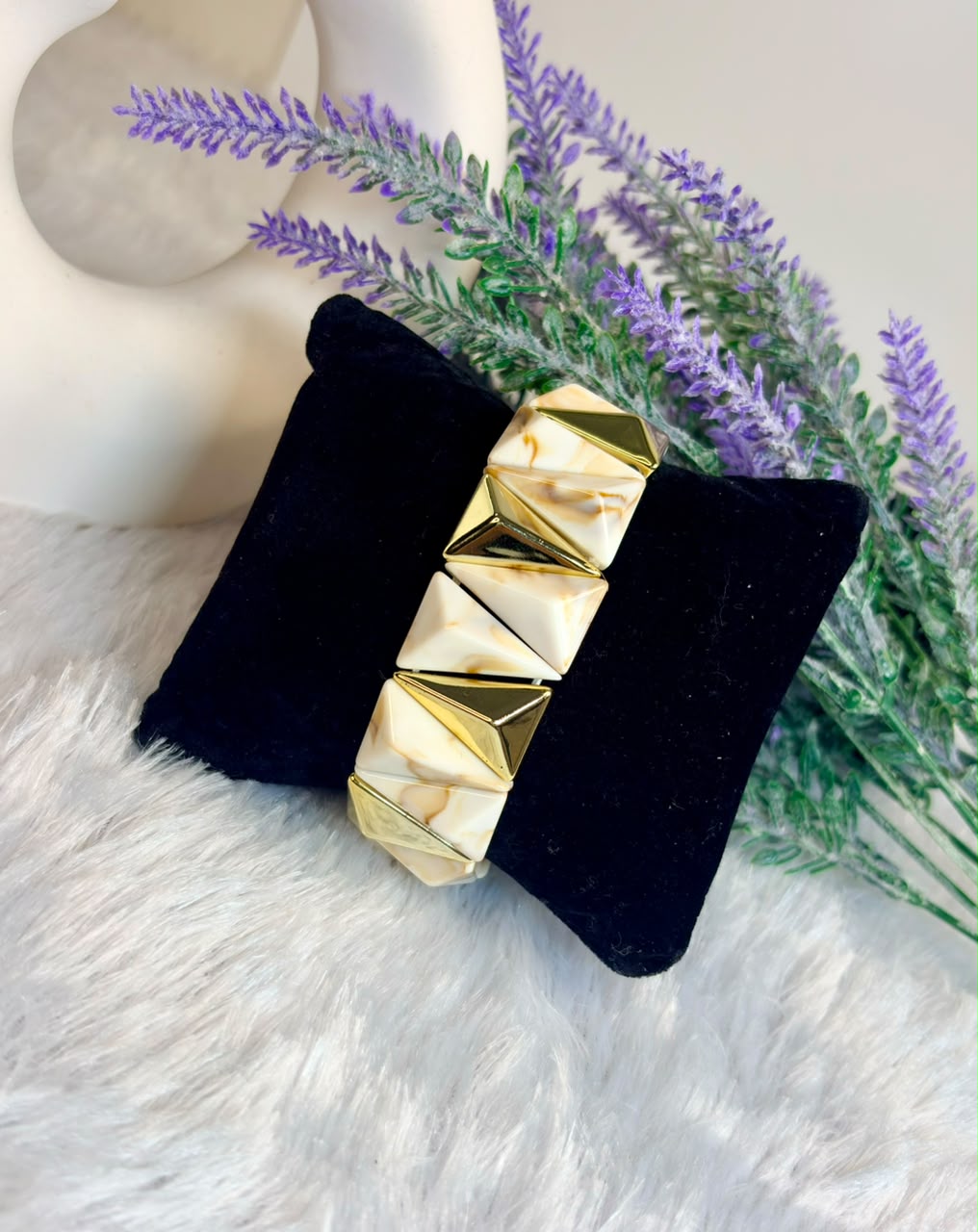 Ivory Pyramid Stud Bangle