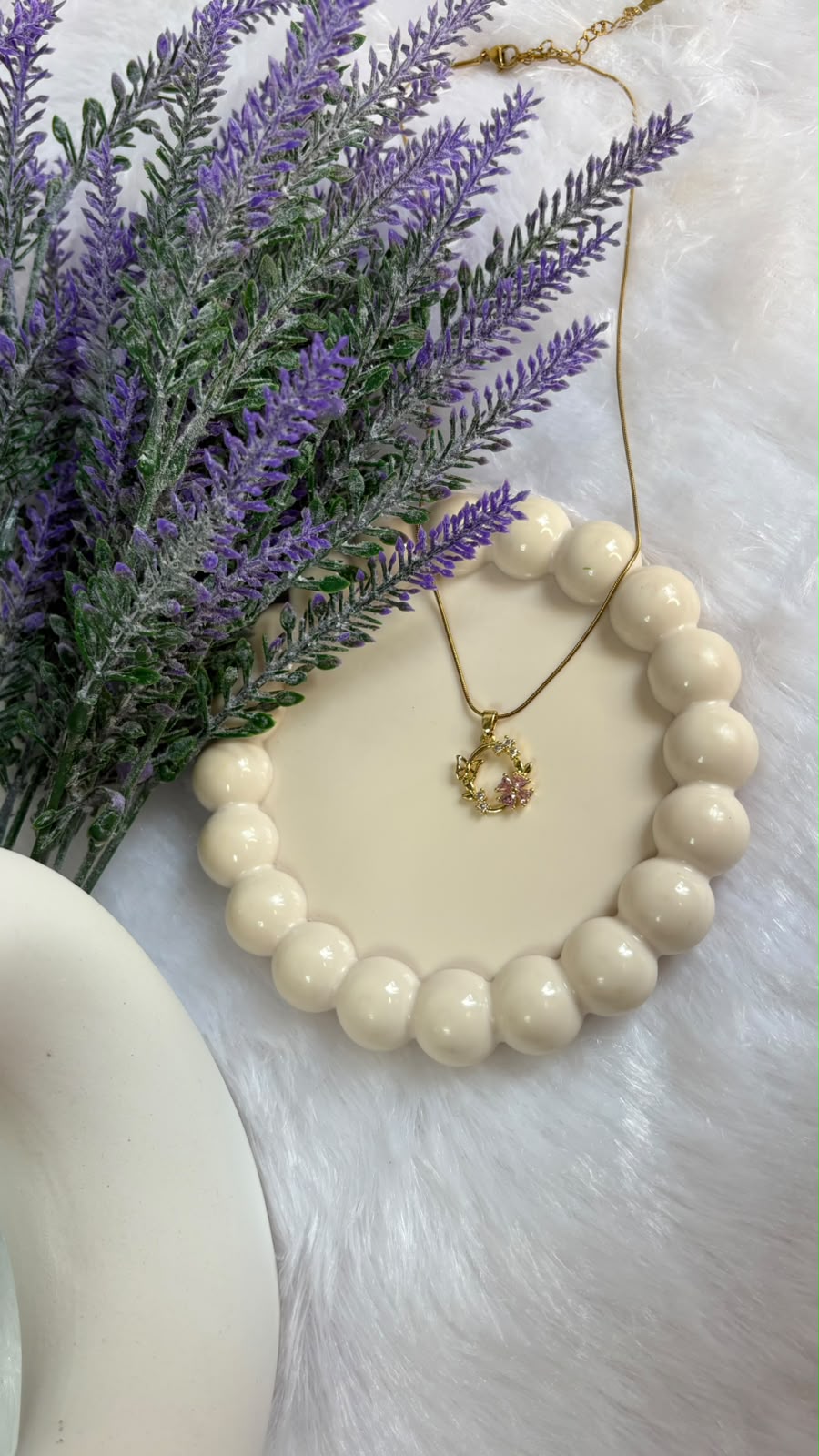 Pink Floral Wreath Pendant
