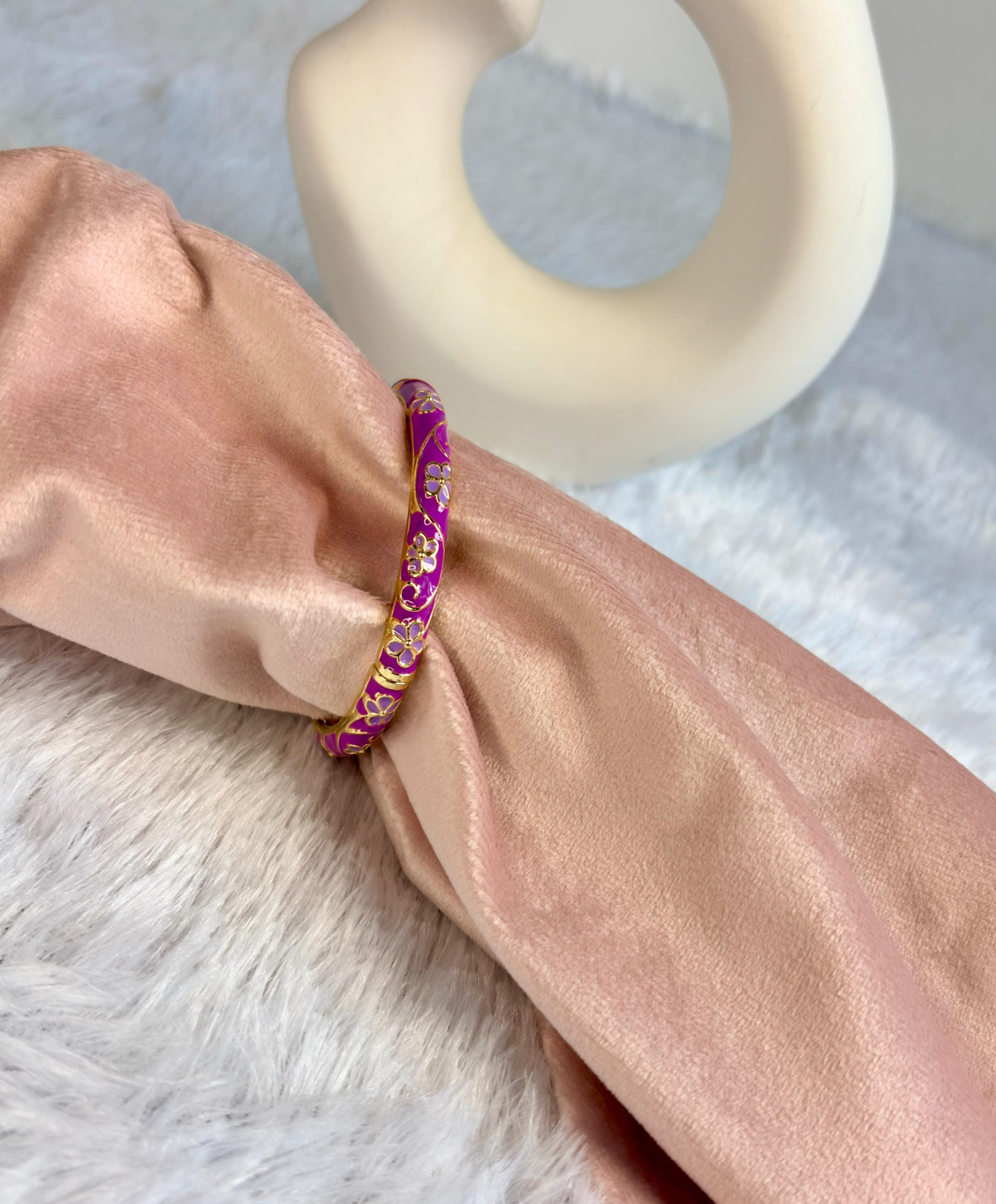 Magenta Floral Enamel Kada