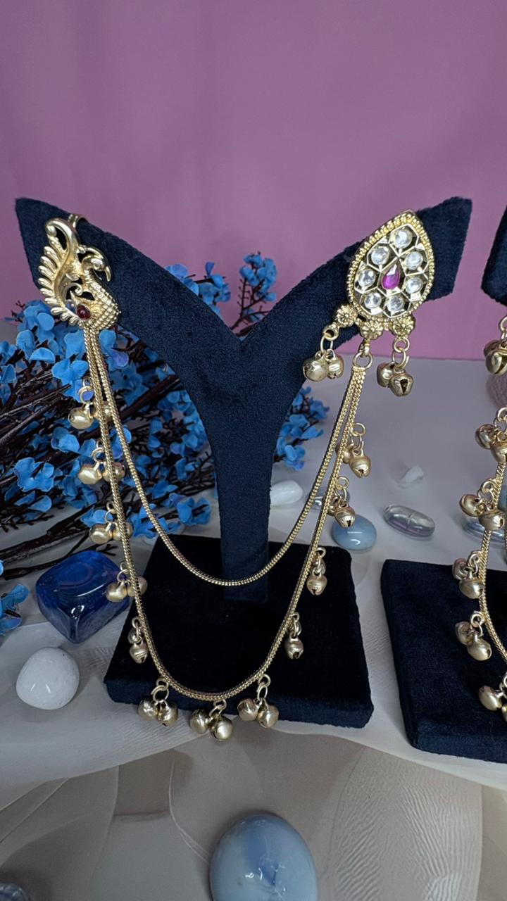Kundan Teardrop Peacock Sahara Jhumka