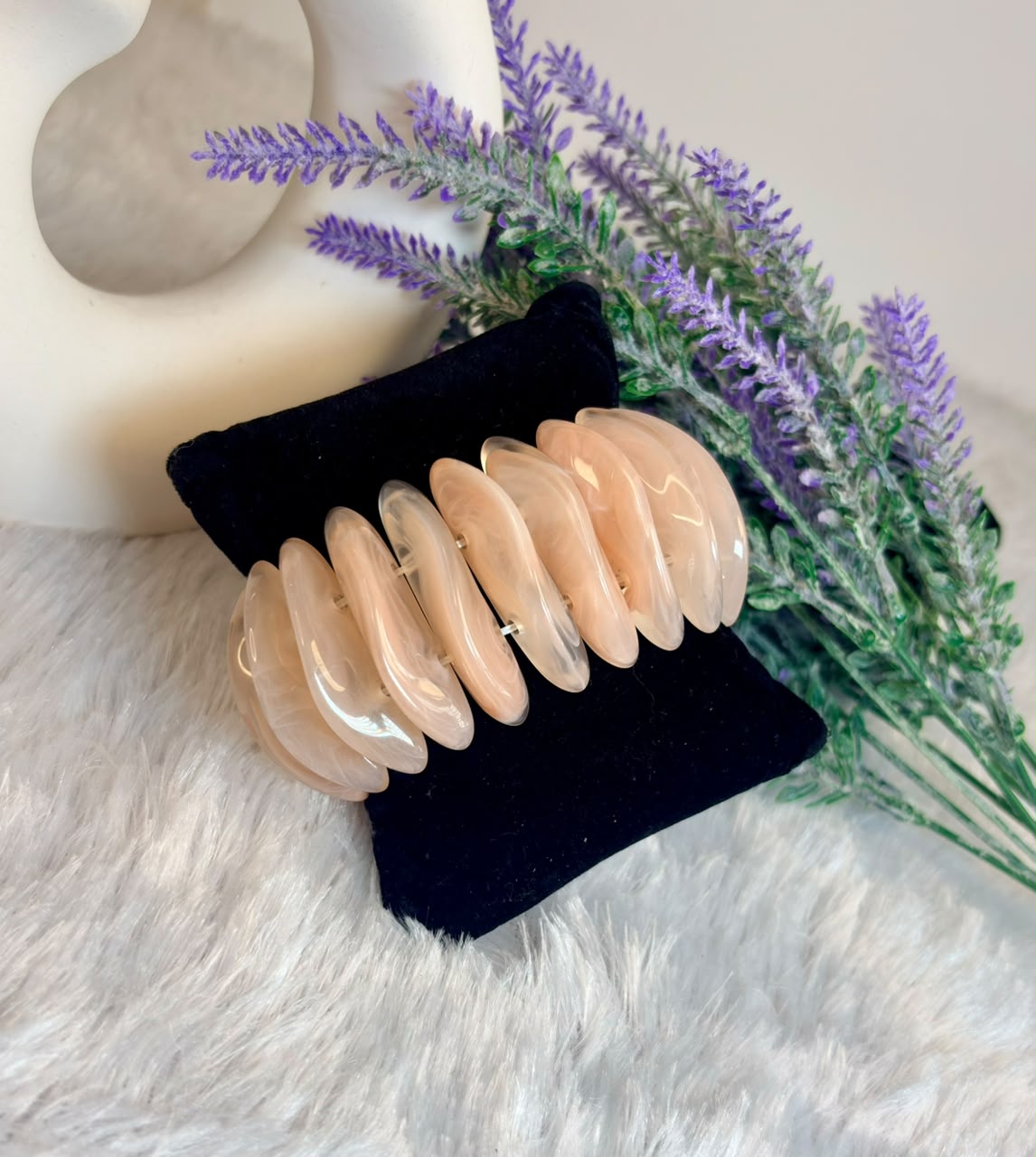 Blush Marble Stretch Bangle