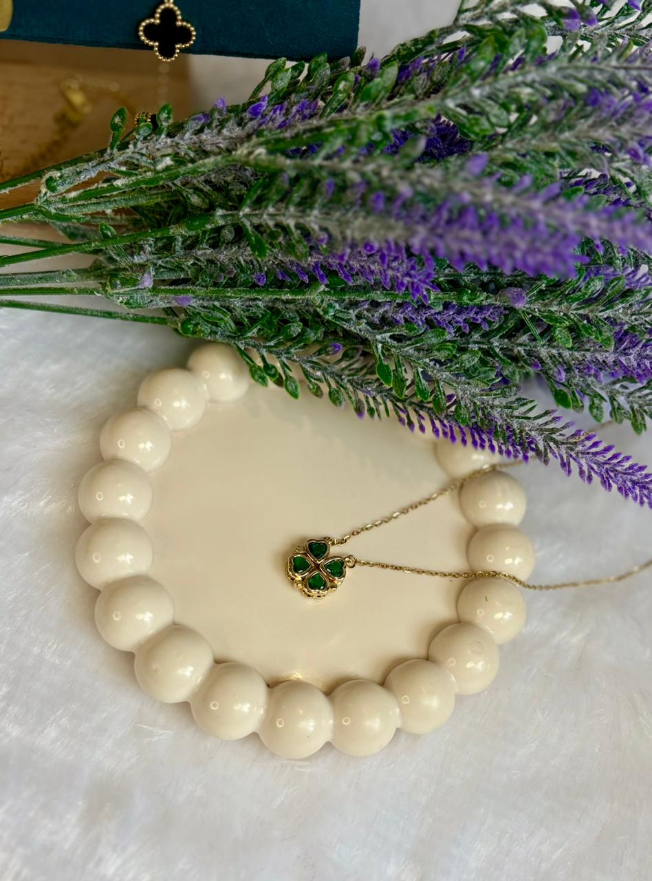 Emerald Heart Clover Pendant